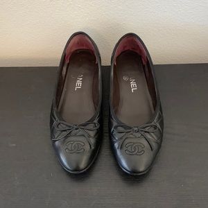Used Chanel Black Ballerina Flats